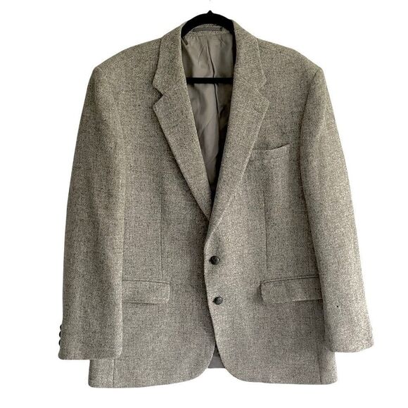 Harris Tweed Other - HARRIS TWEED Vintage Hand Woven Scotland Wool Sport Coat Jacket Blazer Grey 46L